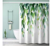 Cortina de Ducha 120 x 200 Vides, Cortina Ducha Antimoho Plantas Verdes Cortinas de Baño Tela Impermeable para Bañera y Baño con 8 Ganchos 2317-ZU