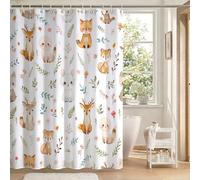 Cortina de Ducha 120x150 cm, Cortinas de Baño Hojas Verdes con 12 Ganchos y Dobladillo Ponderado, Cortina Ducha Tela Impermeable Poliéster Lavable, Cortinas Bañera para Familia Hotel, Animal w-G835