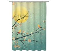 Cortina de Ducha 120x180 cm, Cortina Ducha Verde Azulado, Impermeable Poliéster Cortinas de Baño con Ganchos, Cortinas Baño Lavable con Dobladillo Ponderado, Shower Curtain para Decor, (Paisaje) -4123
