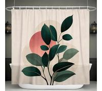 Cortina de Ducha 120x180cm Plantas Verdes Cortina de Baño de Poliéster Impermeable Antimoho 3D Minimalista Moderno Impresión Cortina Bañera Lavable con 8 Ganchos para Bañera B-391
