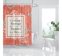 Cortina de Ducha 120x180cm Tema Romántico Cortina de Baño de Poliéster Impermeable Antimoho 3D Boda Dulce Impresión Cortina Bañera Lavable con 8 Ganchos para Bañera f.1502
