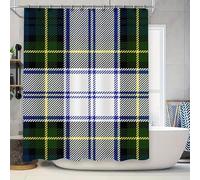 Cortina de Ducha 120x200 A Cuadros Escoceses Verdes Y Azules,Cortina de Baño Geométrica Clásica A Cuadros Escoceses,Cortinas de Bañera de Tela de Poliéster Impermeables con Ganchos Verdes