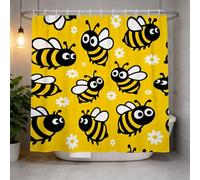 Cortina de Ducha 120x200 Abeja Cortina Ducha Antimoho y Lavables Cortina Baño 3D Linda Abeja Cortinas de Baño Impermeable Cortina Bañera con Ganchos