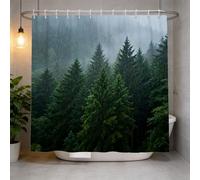 Cortina de Ducha 120x200 Bosque de Niebla Cortina Ducha Antimoho y Lavables Cortina Baño 3D Plantas Verdes Cortinas de Baño Impermeable Cortina Bañera con Ganchos