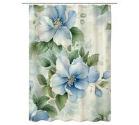 Cortina de Ducha 120x200 cm, Cortina Ducha Floral, Impermeable Poliéster Cortinas de Baño con Ganchos, Cortinas Baño Lavable con Dobladillo Ponderado, Shower Curtain para Decor, (Verde Salvia) -3931