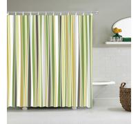 Cortina de Ducha 120X200 con Diseño de Rayas Azules,Amarillas y Verdes Frescas,Moderna Cortina de Baño con Rayas Verticales Costeras,Decoración Sencilla para El Hogar con Ganchos,Color: 6 (Ancho X