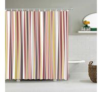 Cortina de Ducha 120X200 con Diseño de Rayas Azules,Amarillas y Verdes Frescas,Moderna Cortina de Baño con Rayas Verticales Costeras,Decoración Sencilla para El Hogar con Ganchos,Color: 4 (Ancho X