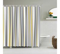 Cortina de Ducha 120X200 con Diseño de Rayas Azules,Amarillas y Verdes Frescas,Moderna Cortina de Baño con Rayas Verticales Costeras,Decoración Sencilla para El Hogar con Ganchos,Color: 7,Ancho 70