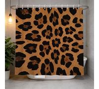Cortina de Ducha 120x200 Estampado de Leopardo Cortina Ducha Antimoho y Lavables Cortina Baño 3D Fondo Marrón Cortinas de Baño Impermeable Cortina Bañera con Ganchos