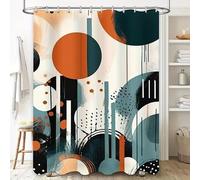 Cortina de Ducha 120x200 Geométrica Abstracta de Estilo Moderno de Mediados de Siglo,Cortina de Baño Boho Retro con Bloques de Color,Cortinas de Bañera Impermeables Y Lavables con Ganchos,Color AZ
