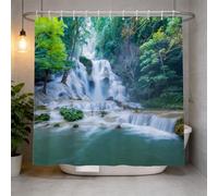 Cortina de Ducha 120x200 Vista de la Cascada Cortina Ducha Antimoho y Lavables Cortina Baño 3D Cascada Cortinas de Baño Impermeable Cortina Bañera con Ganchos