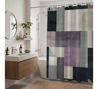 Cortina de Ducha 140x190cm, Tela de Poliéster Impermeable Lavable en Máquina Secado Rápido Cortinas de Baño Dobladillo Ponderado Accesorios con Ganchos Cuarto de Baño Bañera (Gris Geometría) ZO-361