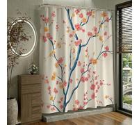 Cortina de Ducha 150 x 200 cm, Cortina de Ducha Flor, Impermeable Poliéster Cortinas de Baño con 12 Ganchos, Fácil Instalación, Lavable Secado Rápido Shower Curtain para Baño, Bañera, Árbol W-P14