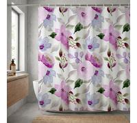 Cortina de Ducha 150x180 cm, Lila Flor Cortinas, Impermeable Baño de Poliéster Plano con Dobladillo Ponderado, Tela Lavable a Máquina para Bañera, Secado Rápido Shower Curtain con 12 Anillas K-O1940