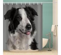 Cortina de Ducha 150x200cm Pastor Alemán Cortina de Baño de Poliéster Impermeable Antimoho 3D Animales Monos Impresión Cortina Bañera Lavable con 8 Ganchos para Bañera e.213