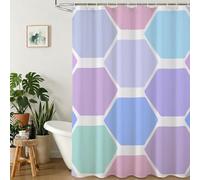 Cortina de Ducha 160x180 cm, Tela de Poliéster Impermeable e Antimoho para Baño, Cortina con 12 Ojales Reforzados y Dobladillo con Peso, Lavable, Shower Curtain para Bañera, Vistoso & Geometría Y1#610