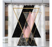 Cortina De Ducha 180 x 200 cm Negro Blanco Rosa Cortinas para Duchas Simple Mármol Triángulo Geométrico Cortina BañO Tela Impermeable Antimoho Shower Curtain Cortinas De BañO para BañEra