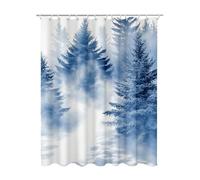 Cortina de Ducha 180x180 cm, Cortina Baño Azul Cortinas Ducha Impermeable, Lavable con 12 Plastico Ganchos, Selva Shower Curtain Secado Rápido Dobladillo Ponderado para Baño Bañera Regalo Mujer S-95