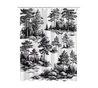 Cortina de Ducha 180x180 cm, Cortina Baño Gris Cortinas Ducha Impermeable, Lavable con 12 Plastico Ganchos, Selva Shower Curtain Secado Rápido Dobladillo Ponderado para Baño Bañera Regalo Mujer S-49
