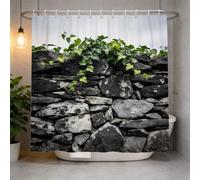 Cortina de Ducha 180x180 Piedra Cortina Ducha Antimoho y Lavables Cortina Baño 3D Mirada Campestre Cortinas de Baño Impermeable Cortina Bañera con Ganchos