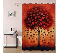 Cortina De Ducha 200x180 cm Largo Cortina Baño Rojo, Shower Curtain de Poliéster Lavable a Máquina con Ojales de Metal y 12 Ganchos, Impermeable, Antimoho, Secado Rápido, para Bañera, Amar 9Q-201