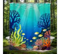 Cortina de Ducha 200x200 El Mundo Submarino Cortina Ducha Antimoho y Lavables Cortina Baño 3D Marina Océano Cortinas de Baño Impermeable Cortina Bañera con Ganchos