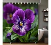 Cortina de Ducha 200x200cm Flores Moradas Cortina de Baño de Poliéster Impermeable Antimoho 3D Orquídeas Impresión Cortina Bañera Lavable con 12 Ganchos para Bañera d.147