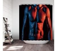 Cortina de Ducha 200x240 Hombre Sexy Cortina Ducha Antimoho 3D Diseño Cortina Baño Aptitud FíSica Tela Impermeable y Lavables Cortinas Bañera para Habitación Húmeda