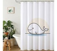 Cortina de Ducha 240x180 cm, Tela de Poliéster Impermeable e Antimoho para Baño, Cortina con 12 Ojales Reforzados y Dobladillo con Peso, Lavable, Shower Curtain para Bañera, Ballena & Simple Y1#630