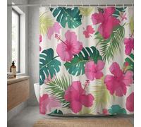 Cortina de Ducha 300x200 cm, Color Hojas Tropicales Cortinas, Impermeable Baño de Poliéster con Dobladillo Ponderado, Tela Lavable a Máquina para Bañera, Secado Rápido Shower Curtain, K-O865