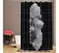 Cortina de Ducha 76x152cm Cortina Ducha Gris Cortinas de Baño Geometría Cortinas Baño, Lavable Tela Poliéster Impermeable, Dobladillo Ponderado con 12 Ganchos para Familiar Dormitorio Hotel IR-27