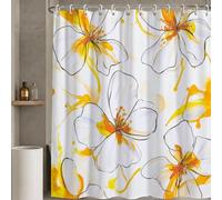 Cortina de Ducha 80x100cm, Cortina de Ducha Minimalismo, Impermeable Poliéster Cortinas de Baño con 12 Ganchos, Fácil Instalación, Lavable Secado Rápido Shower Curtain para Habitación, Flor W-P327