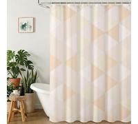 Cortina de Ducha 90x180 cm, Tela de Poliéster Impermeable e Antimoho para Baño, Cortina con 12 Ojales Reforzados y Dobladillo con Peso, Lavable, Shower Curtain para Bañera, Beige & Geometría Y1#603
