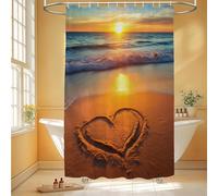 Cortina de Ducha Amar Cortina Baño Antimoho 180x200 cm Impermeable y Lavables Tela Poliester Secado Rápido Shower Curtain con Ganchos y Dobladillo Ponderado para Hotel, Cuartos de Baño, Atardecer 6H-4