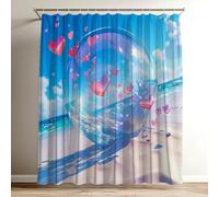 Cortina de Ducha Amor Cortina Ducha Playa Impermeable Estampada Tejido de Poliéster Cortinas de Baño 100x120 cm con 12 Ganchos,Lavable Shower Curtain para Bañera Baño Familia Hoteles Dormitorio Wy-149