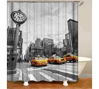 Cortina de Ducha Antimoho 140x180 cm Cortina Ducha Nueva York Cortinas Baño Edificios Urbanos Cortinas de Baño Tela Impermeable Poliéster Lavable para Bañera con Gancho E-980