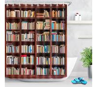 Cortina de Ducha Antimoho 180x200 cm Estantería Cortinas de Baño 3D Cortina Ducha Librería Lavable Poliester Tela para Bañera con Ganchos A/1390