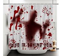 Cortina de Ducha Antimoho 90x180 cm Terror Cortinas de Baño 3D Cortina Ducha Mancha de Sangre Lavable Poliester Tela para Bañera con Ganchos A.46