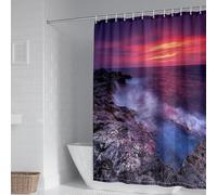Cortina de Ducha Arrecife Costero Cortina de Baño Paisaje Natural Impermeable Antimoho Poliéster Cortina Ducha 180x200 cm para Bañera con Ganchos B.1797