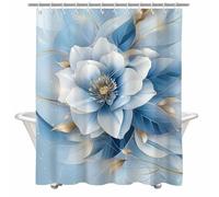 Cortina de Ducha Azul claro Cortina Ducha 130x200 cm con 12 Ganchos y Dobladillo Ponderado, Antimoho, Tela Impermeable Poliéster, Shower Curtain Lavable con Agua para Baño o Bañera, Flor 2Y#264