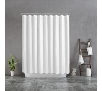 Cortina de ducha blanca con ojales, poliéster lavable a máquina, ideal para baños modernos y decoración sutil, incluye ganchos, 90 x 150 cm (ancho x alto)