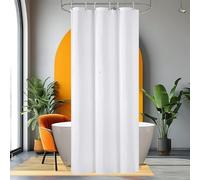 Cortina de Ducha Blanca, de Tela Lavable con Aspecto de Lino, Impermeable, Ideal para hoteles, Lavable a máquina (160 x 160 cm / 63 x 63 Pulgadas (Ancho x Alto) / Cortinas de baño)