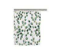 Cortina de ducha botánica de lujo, con hojas de eucalipto verdes extralargas, ideal para crear un ambiente de spa en el baño.