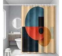 Cortina de Ducha Círculo Negro Rojo Cortina Baño Antimoho Engrosar Poliester Shower Curtain Lavable Duradero Cortinas de Baño Impermeable Secado Rápido con 12 Ganchos 200x240cm