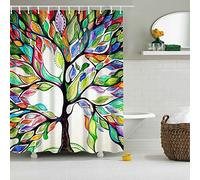 Cortina de ducha, COFIVE Cortina de poliéster de Prima de Baño de Impermeable con 12 ganchos de anillos 180x180cm