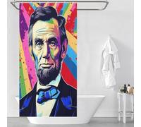 Cortina de ducha colorida con retrato de Abraham Lincoln, impermeable, resistente al moho, con ganchos, tela impermeable, cortina de baño, diseño moderno, 90 x 180 cm