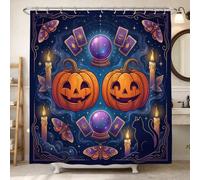 Cortina de ducha con diseño de calabazas místicas y bola de cristal Jack-o