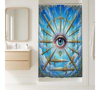 Cortina de ducha con diseño de espada mística de fantasía, color azul y lavable con ganchos, cortinas de ducha con patas de garra, decoración para baño, habitación de invitados, 36 x 72 pulgadas