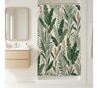 Cortina de ducha con diseño de hojas y palmeras tropicales botánicas verdes veraniegas, diseño de tela impermeable, decoración para baño, habitación de invitados, 36 x 72 pulgadas
