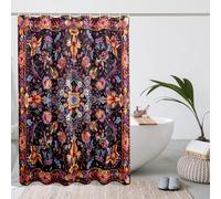 Cortina de ducha con diseño de mandala, con flores multicolor vibrantes, para decoración de baño, primavera, verano, bohemio, chic, impermeable, juego de cortina de ducha con ganchos, 72 x 72 pulgadas